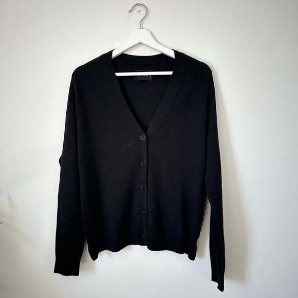Zadig & Voltaire Maria Black Studded Wool Blend Cardigan Size S - Picture 1 of 6